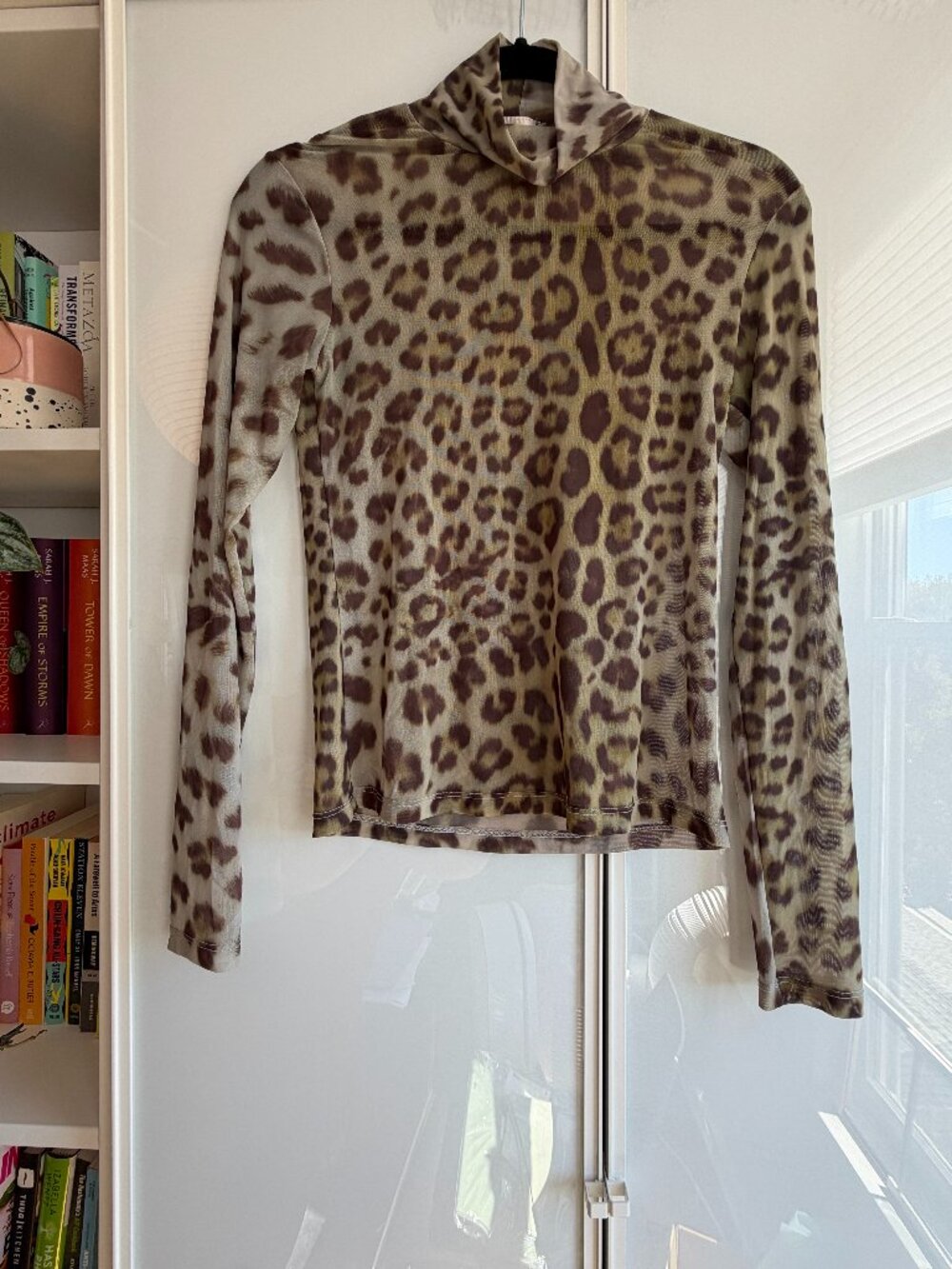 kiki riki mesh long sleeve top leopard green